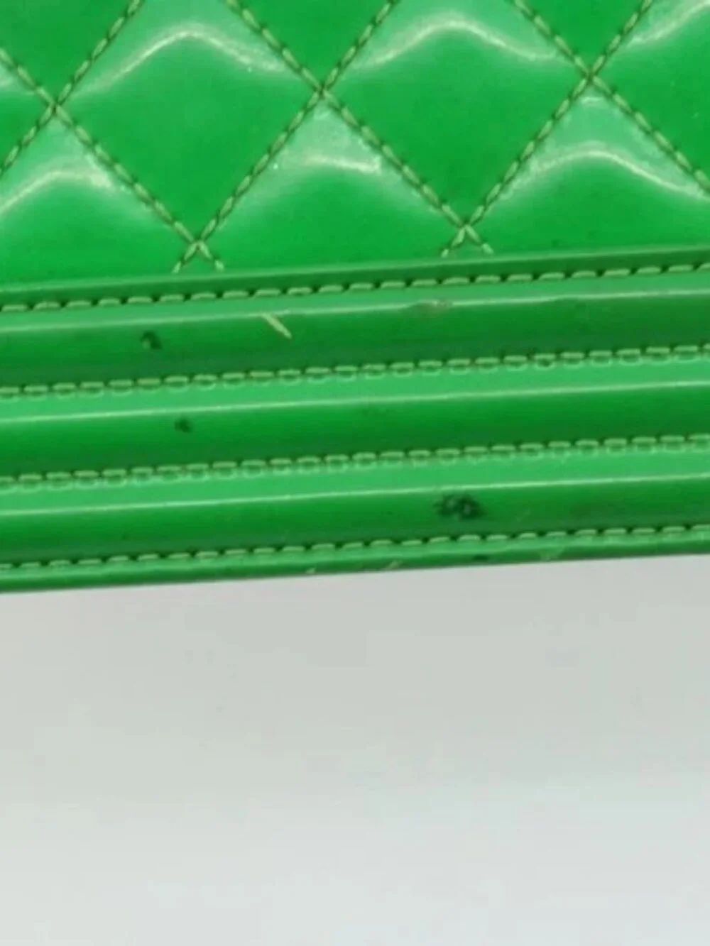 CHANEL Matelasse Chain Shoulder Bag Patent leather Green CC Auth 179242